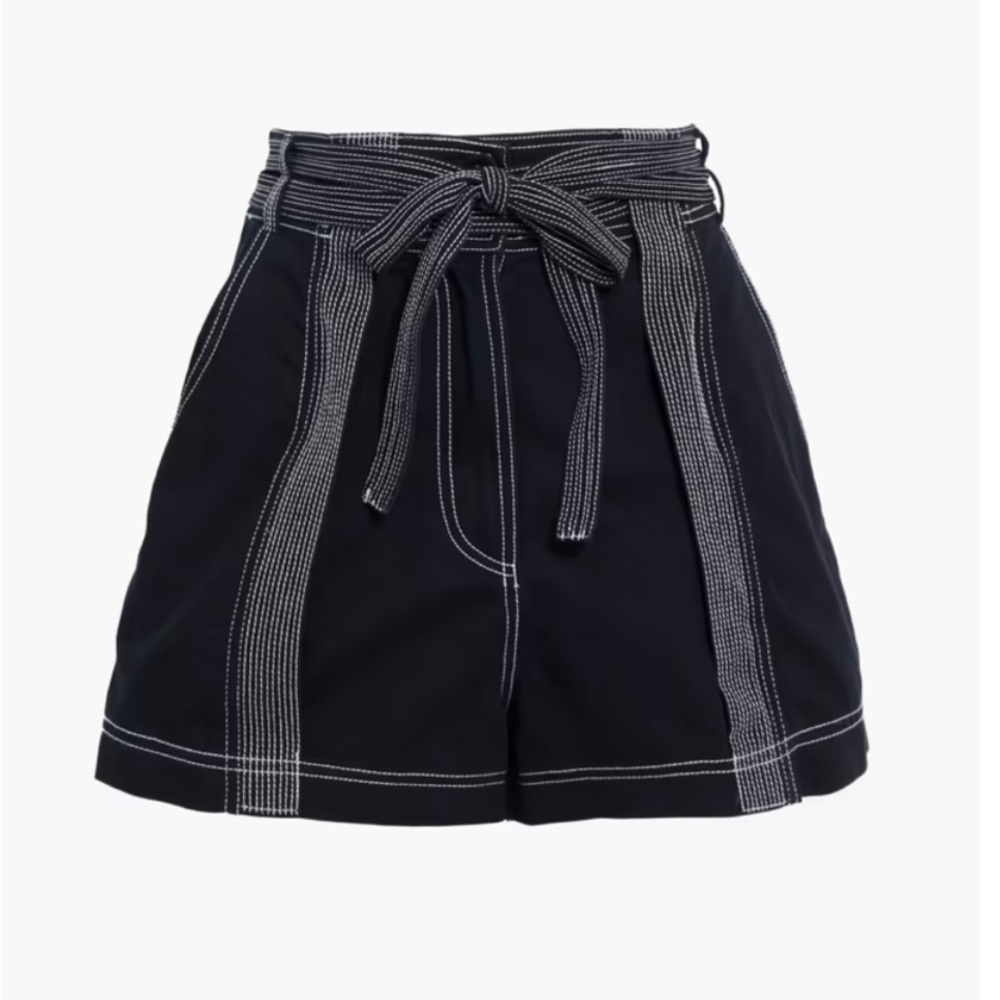 Ulla Johnson Gavin belted topstitched cotton-twill shorts